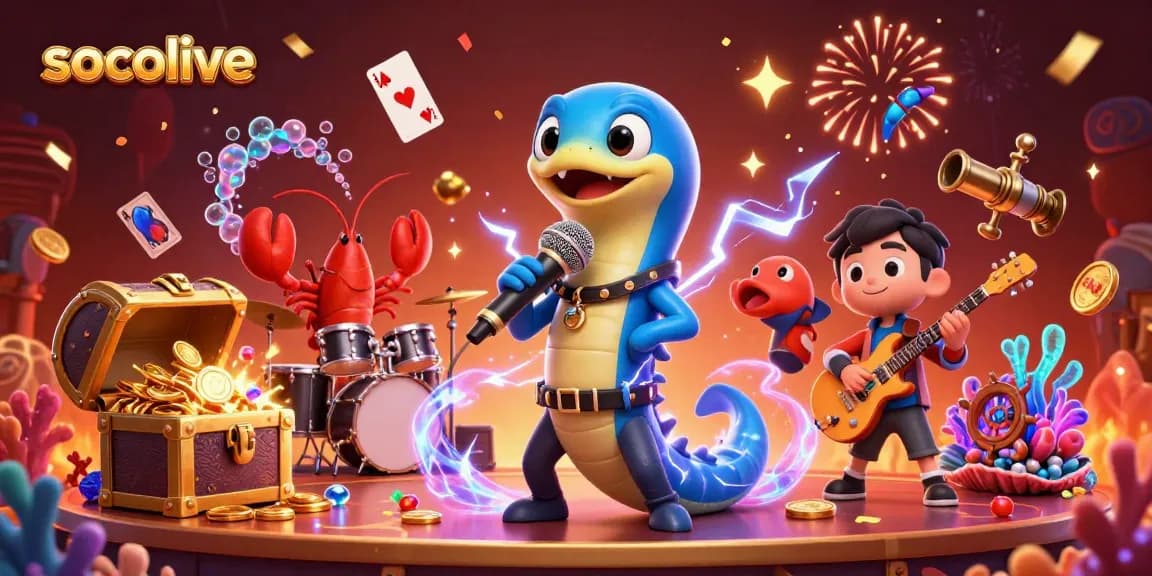 Socolive brings excitement to underwater gambling with vibrant characters and casino elements in a dynamic performance.
