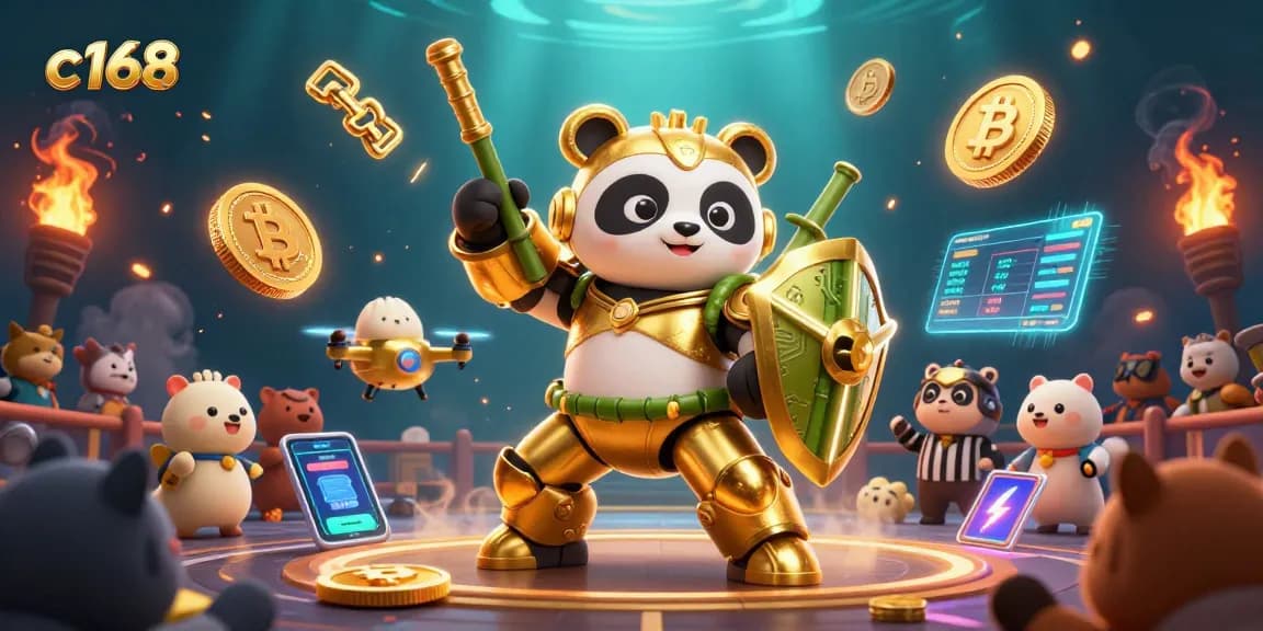 Engage in thrilling c168 casino action with a golden panda in a mech-suit fighting robot!