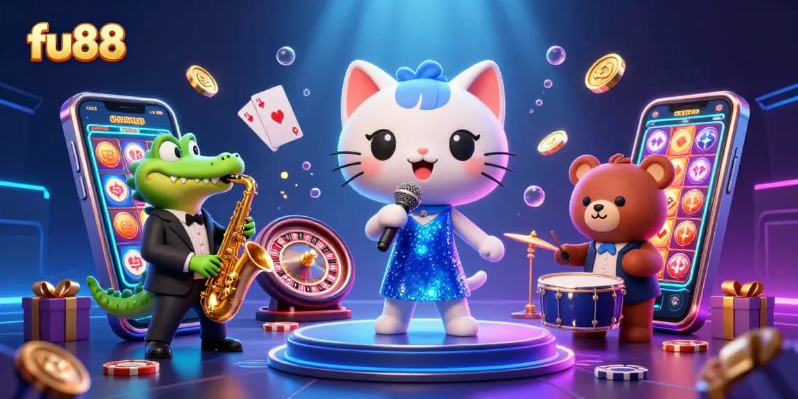 Experience winning with fu88 through exciting 3D casino game elements and colorful characters.