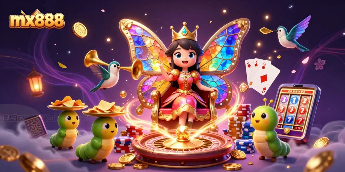 Experience exhilarating wins with mx888 in this vibrant casino-themed illustration showcasing games.