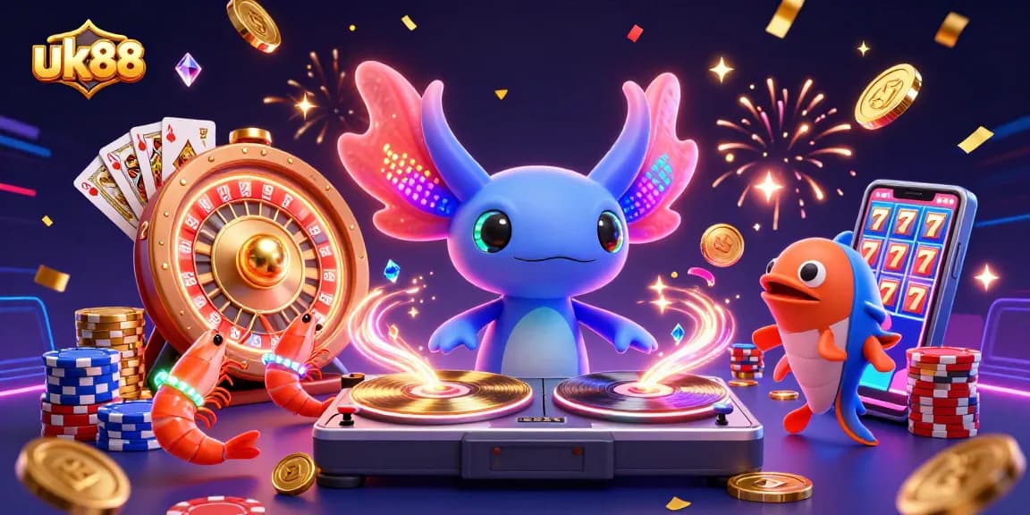 Experience the lively action at uk88's vibrant casino with animated characters and sparkling bonuses.