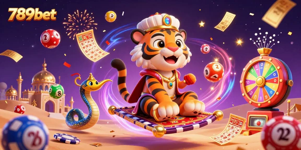 Experience the excitement of 789bet with a vibrant 3D illustration of casino elements and characters.