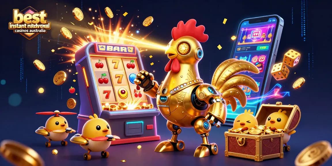 Engage with the best instant withdrawal casinos Australia and enjoy fast payouts with a vibrant illustration.