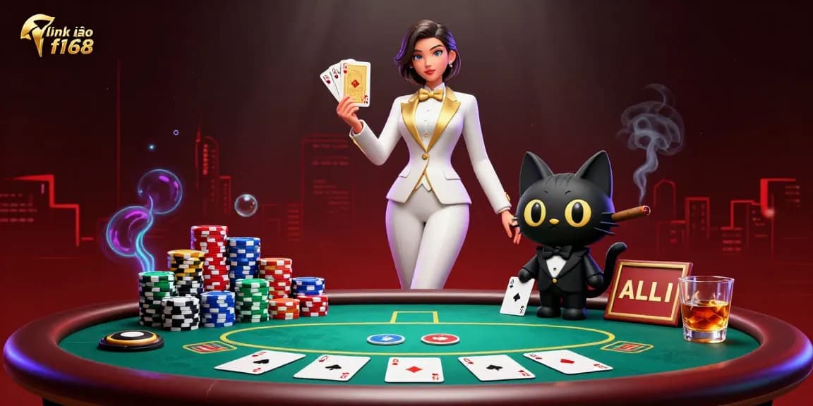 Engage with the exciting world of link vào f168 at this vibrant casino illustration featuring dynamic poker scenes and glamorous characters.