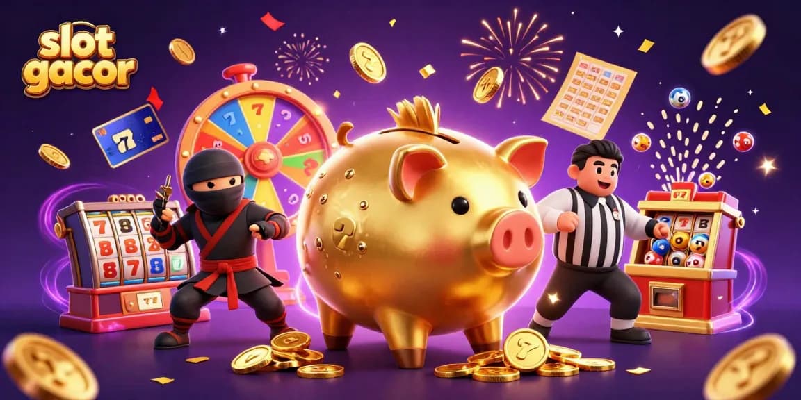 Experience slot gacor with vibrant characters, dynamic spinning elements, and festive energy in this thrilling scene.