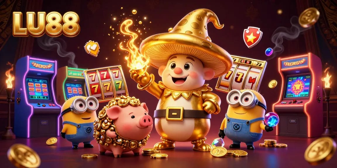 Experience thrilling gameplay and winning moments at LU88 with magical casino elements and vibrant treasures.