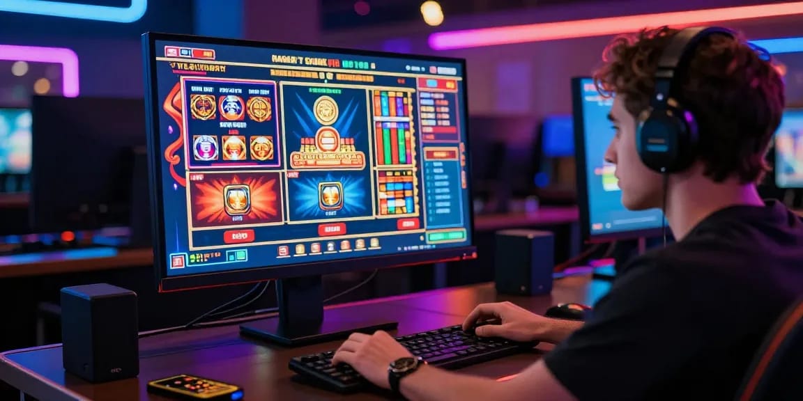 lista casino non aams visualizzata su un'interfaccia di gioco online vivace con slot colorate e un'atmosfera immersiva