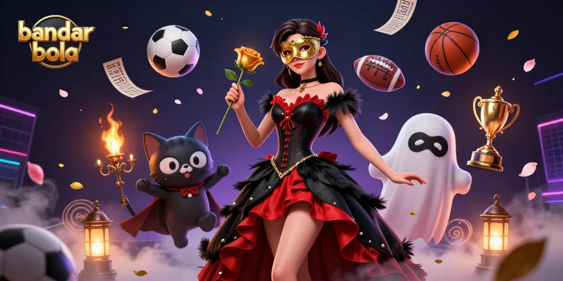 Experience thrilling action with bandar bola featuring a stunning woman in a dramatic gown and sports elements.