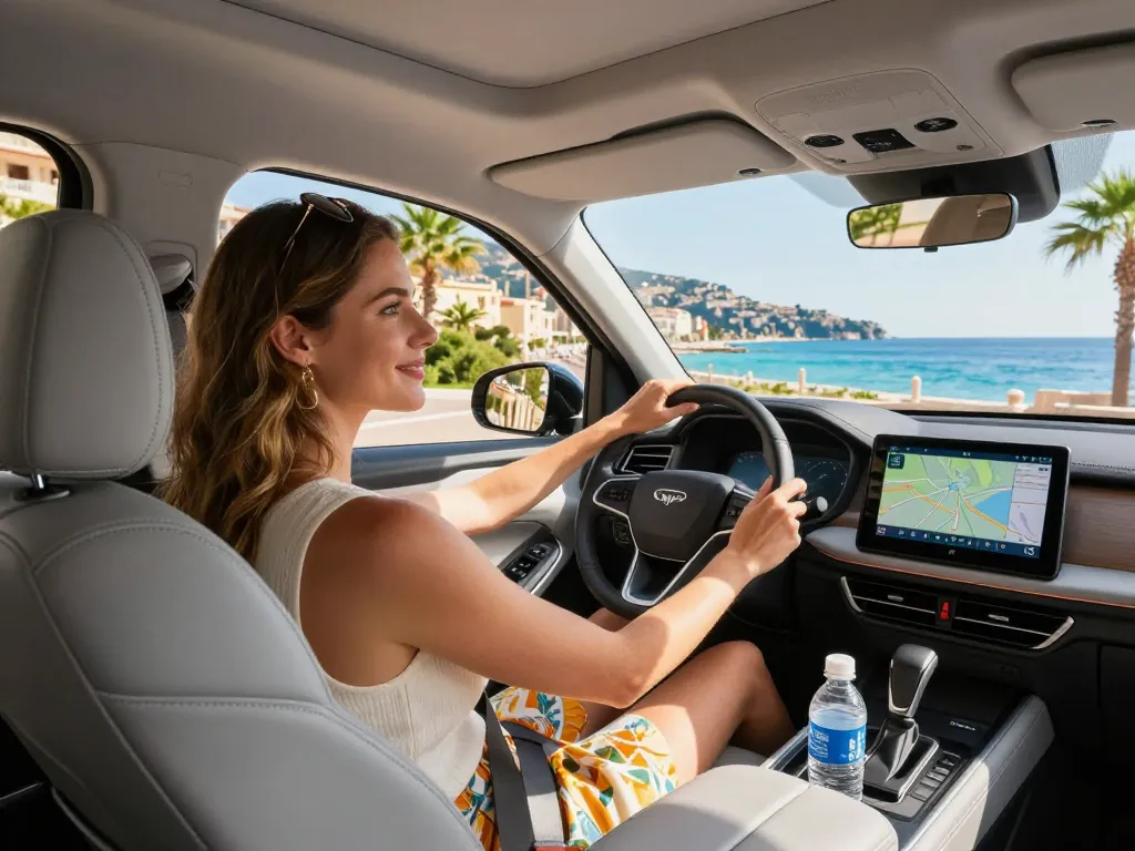 Voyage en taxi luxueux avec vues panoramiques présentant l'expérience Taxi St Tropez dans un véhicule propre et moderne.