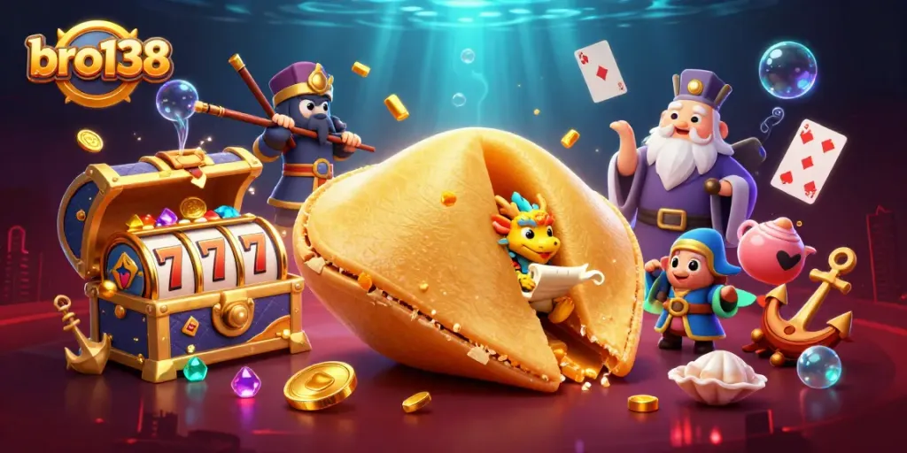 Spin and win big with bro138 in this vibrant 3D casino scene featuring golden rewards and gaming excitement.