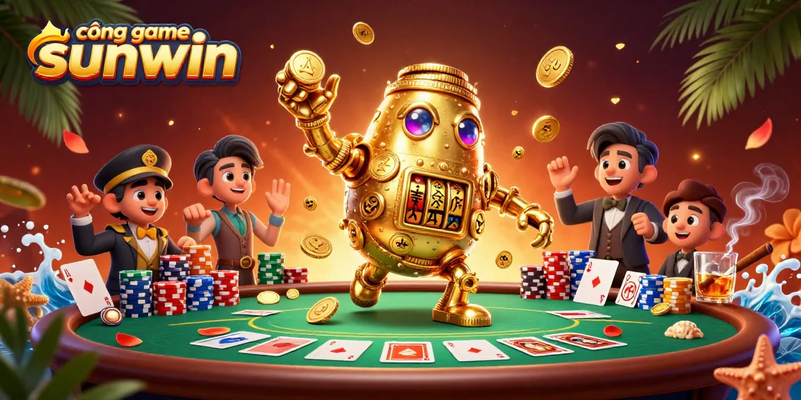 Experience thrilling poker action at cổng game sunwin with a vibrant 3D scene of winning moments.