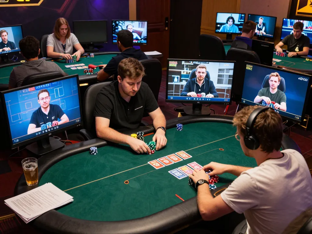 Players strategizing in an intense online game at hwg500 link, showcasing vibrant poker atmosphere and interactive experience.