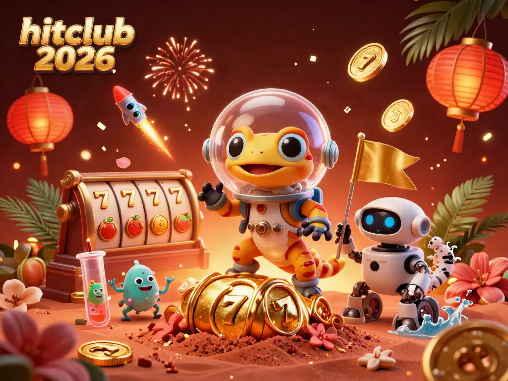 Experience the excitement of hitclub 2026 with a dynamic casino scene featuring Martian characters and vivid game elements.