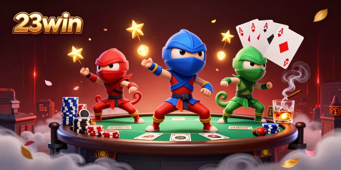 23win's ninja chameleon team showcases intense poker gameplay with action-packed elements.