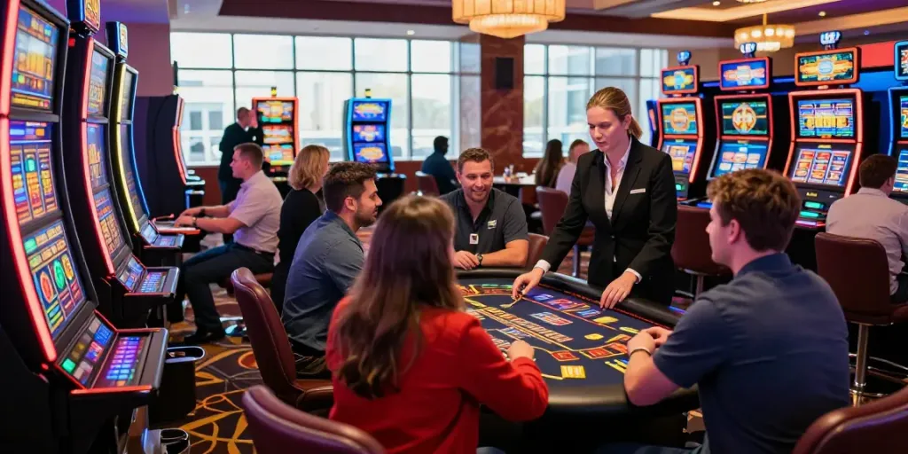 Exciting scene of players engaging in credit card casinos with dynamic gaming atmosphere.