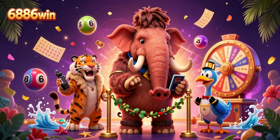 Join the excitement at 6886win with engaging casino elements and characters creating a vibrant atmosphere.