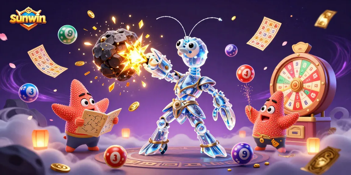 Experience excitement with sunwin as a galactic samurai mantis shrimp wins golden gems in a dazzling casino scene.