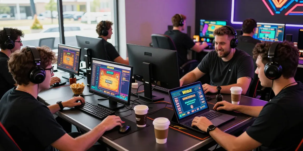 Winnox login interface shown with friends engaged in lively online gaming setup.