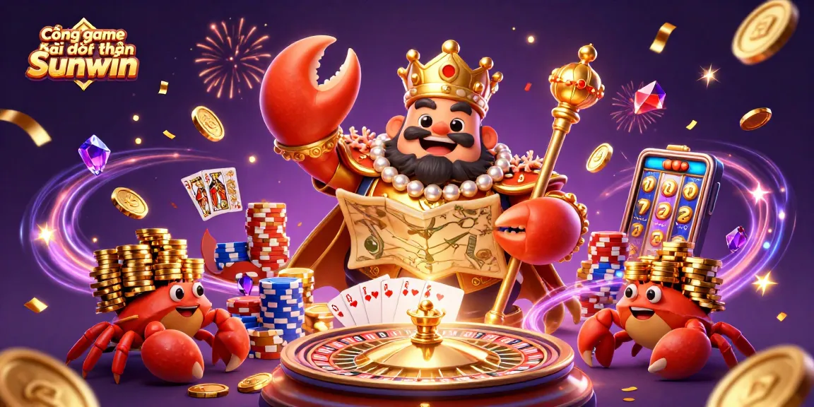 Experience high-stakes fun at Cổng game bài đổi thưởng Sunwin with vibrant casino-themed visuals.